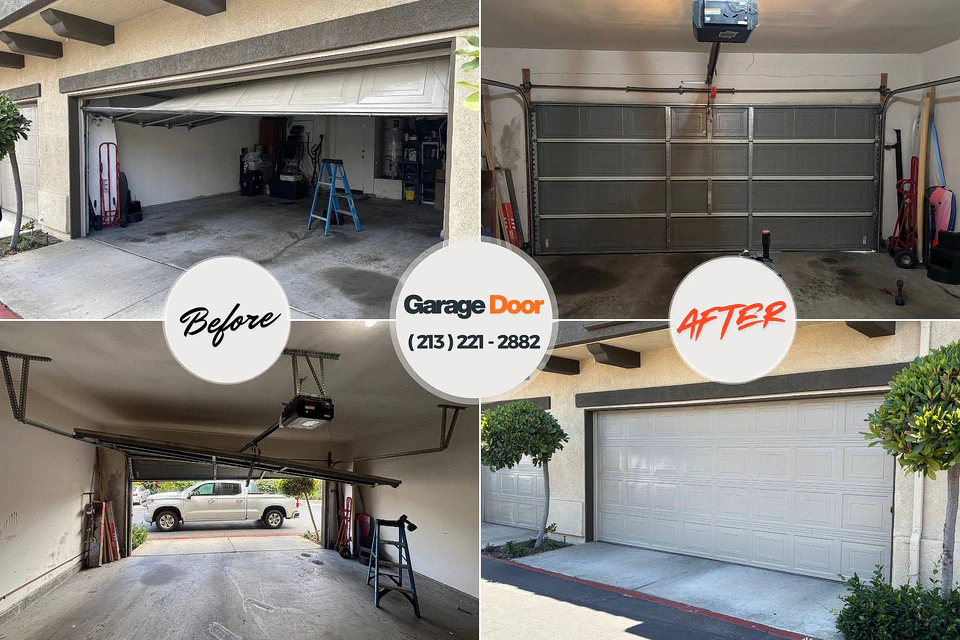 Before and after: garage door repair Ewa Gentry, HI